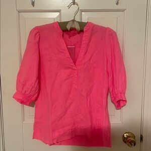 Lily Pulitzer bright pink blouse.Linen.